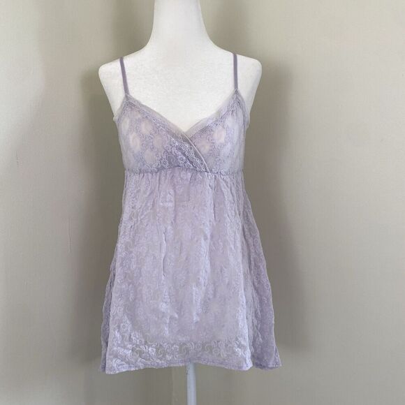 Only Hearts Tops - Y2K Only Hearts Babydoll Cami Lace Slip Medium Purple Coquette Nymphet Fairycore